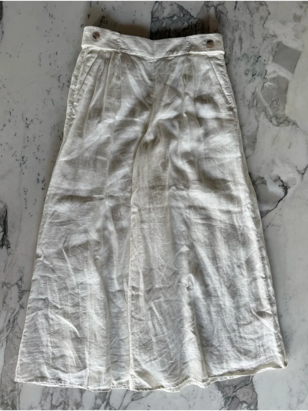 BR 100% White Linen Palazzo Pants